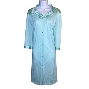 Vanity Fair Vtg L/S Nightgown Medium  Blue EUC Button Down Modest,Sleepwear